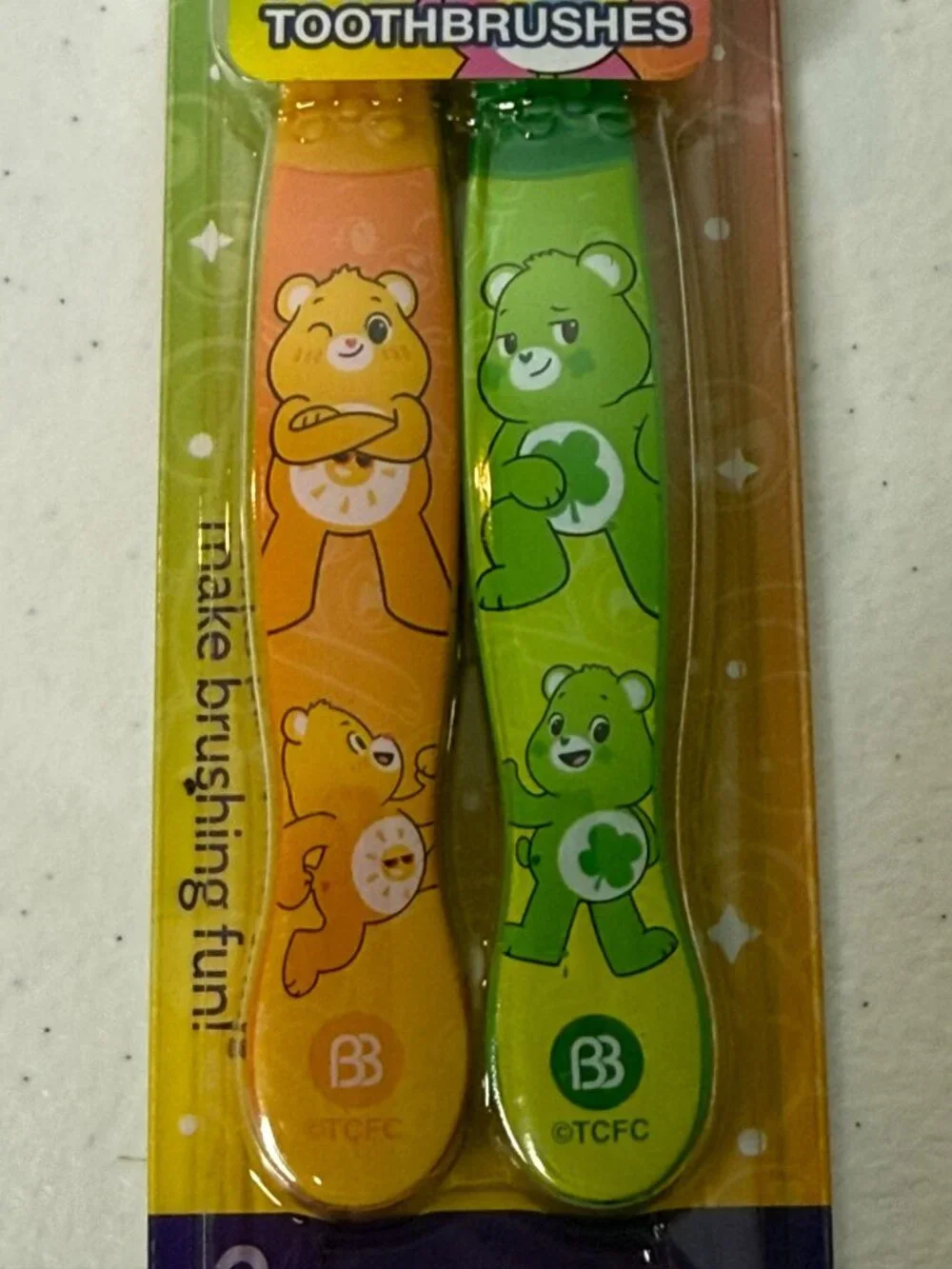 Care Bears 2 Pack Soft Toothbrush Set New